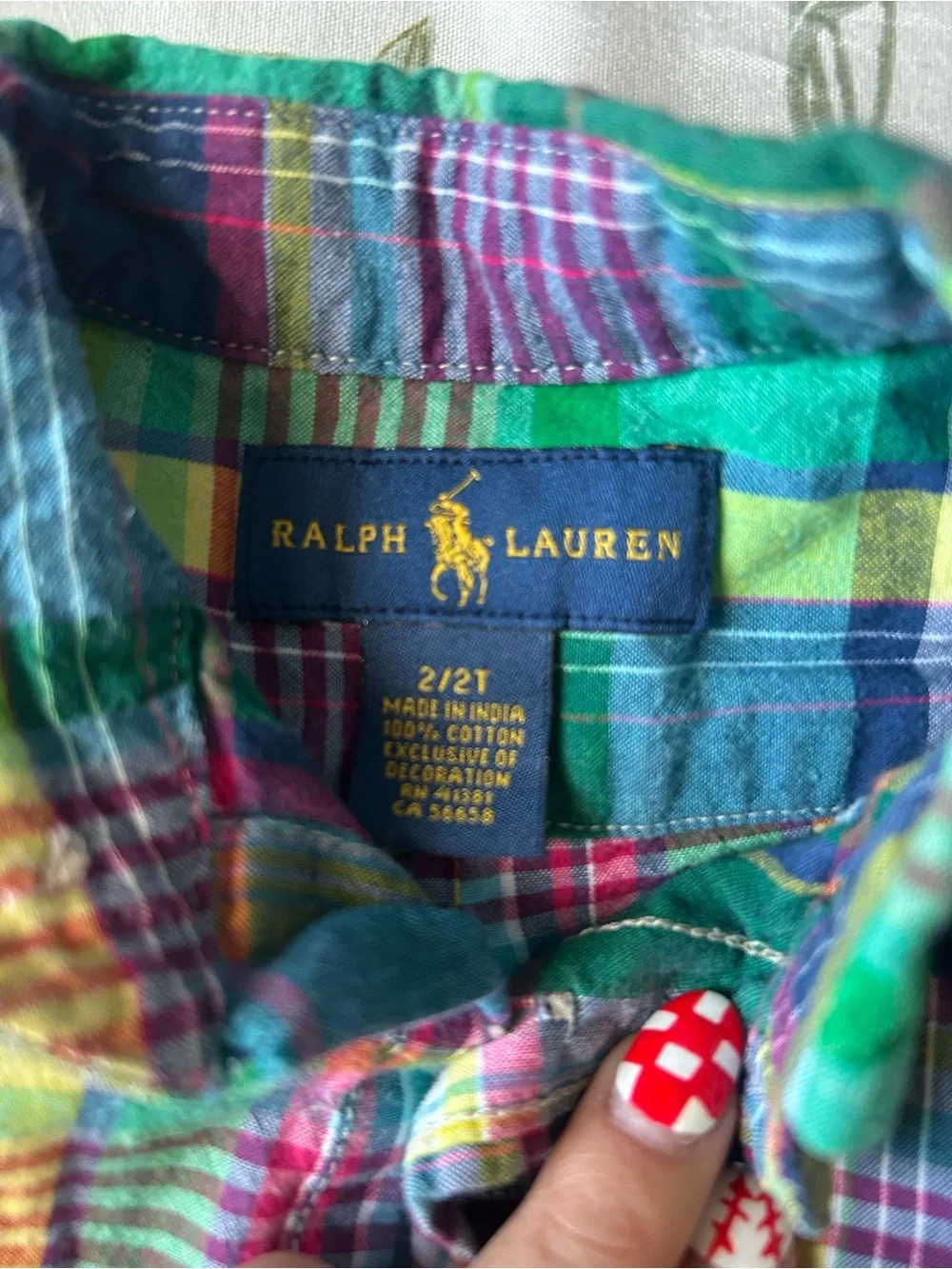 Ralph Lauren Multicolor Plaid Button-Down Shirt — Blue, Green, Yellow, Purple